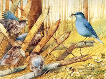  oiseaux Tableau - oiseau nourrir en automne